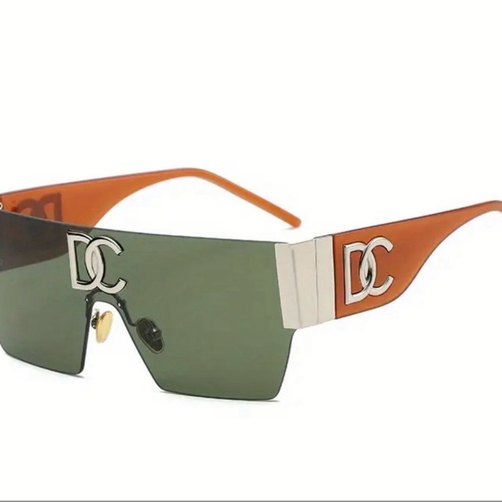 DC Oversized Designer Sunglasses - Orange and Green